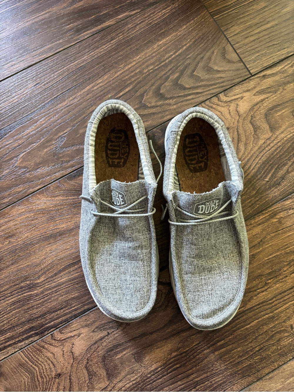 Men’s Grey Hey Dude Wally Blend Linen Iron Slip on Shoes